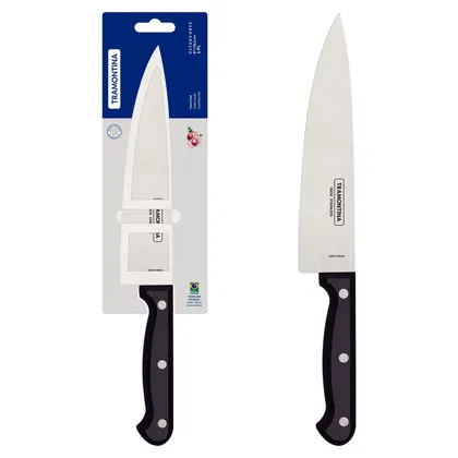 Cuchillo Chef Tramontina Ultracorte con lámina de acero inoxidable y mango de polipropilen