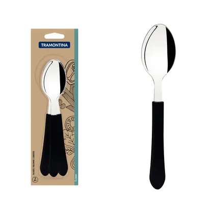 Juego de Cucharas de Mesa Tramontina Leme con Láminas en Acero Inoxidable y Mangos de Poli