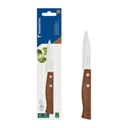 Cuchillo para Legumbres y Frutas Tramontina Tradicional con Lámina de Acero Inoxidable y M