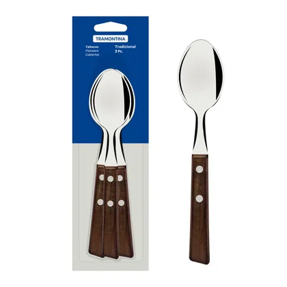 Juego de Cucharas de Mesa Tramontina Tradicional con Láminas en Acero Inoxidable y Mangos