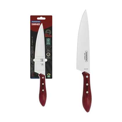 Cuchillo para Carne Tramontina con Lámina de Acero Inoxidable y Mango de Madera Tratada Ro