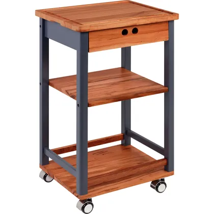 Carrito de servicio Tramontina Compact BBQ en madera Muiracatiara con acabado barnizado y