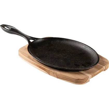Tabla para Barbacoa Tramontina Mix Grill Ovalada de Hierro Fundido con Base y Mango de Mad