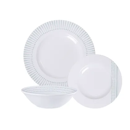 Juego de Platos Tramontina Monocroma en Porcelana Decorada con Bol 12 Piezas