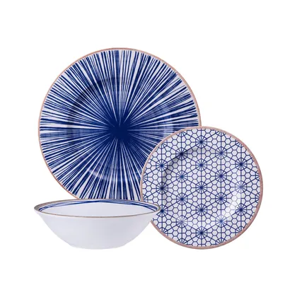 Juego de Platos Tramontina Abstratta en Porcelana Decorada con Bol 12 Piezas