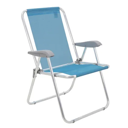 Silla de Playa Tramontina Creta Master en Aluminio con Asiento Azul