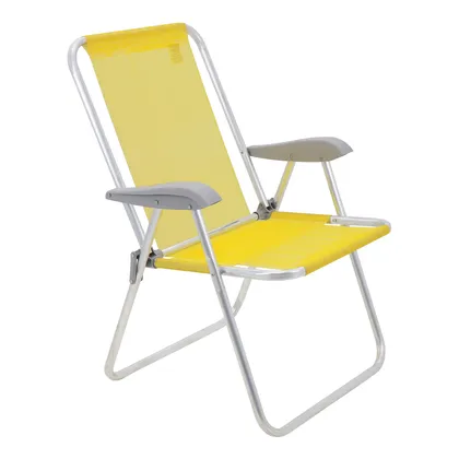 Silla de Playa Tramontina Creta Master en Aluminio con Asiento Amarillo