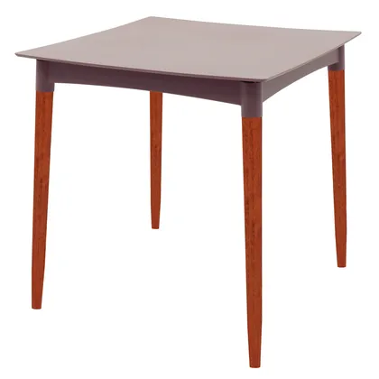 Mesa Tramontina Summa Diana en Polipropileno Taupe con Patas de Madera Eucalipto