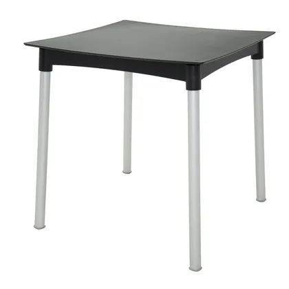 Mesa Tramontina Summa Diana en Polipropileno Negro con Patas de Aluminio Anodizado