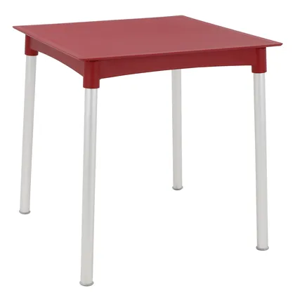 Mesa Tramontina Summa Laura Rattan en Polipropileno Rojo con Patas de Aluminio Anodizado