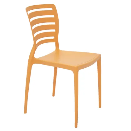 Silla Tramontina Summa Sofia en Polipropileno y Fibra de Vidrio Naranja con Respaldo Horiz