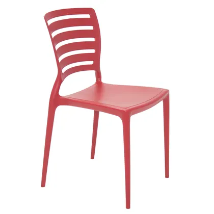Silla Tramontina Summa Sofia en Polipropileno y Fibra de Vidrio Rojo con Respaldo Horizont
