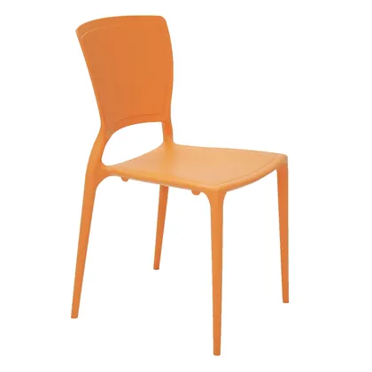 Silla Tramontina Summa Sofia en Polipropileno y Fibra de Vidrio Naranja con Respaldo Cerra
