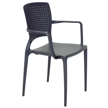 Silla Tramontina Summa Safira en Polipropileno y Fibra de Vidrio con Brazos Grafito