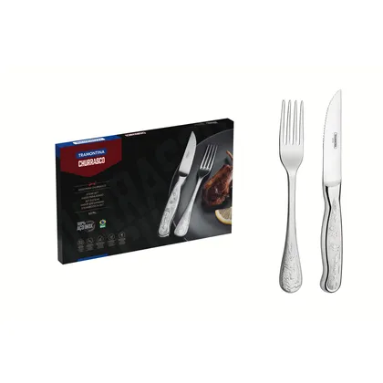 Juego de cubiertos para asado Tramontina Classic de 12 piezas de acero inoxidable cuchillo