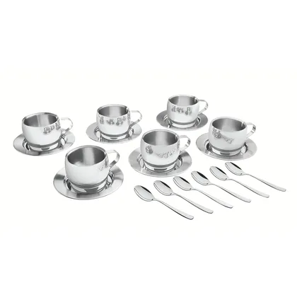 Juego para té y cappuccino Tramontina de acero inoxidable terminación brillante con tazas,