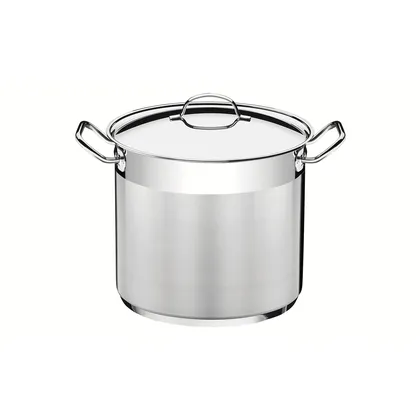 Olla alta Tramontina Professional de acero inoxidable fondo triple con tapa y asas 24 cm 9