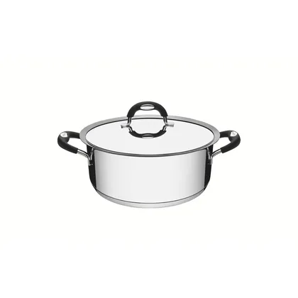 Cacerola Tramontina Duo Silicone rasa de acero inoxidable fondo triple con tapa y asas de