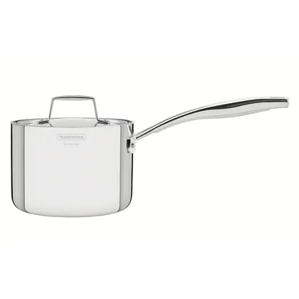 Olla alta Tramontina Grano de acero inoxidable fondo triple con tapa y mango 14 cm 1,5 L