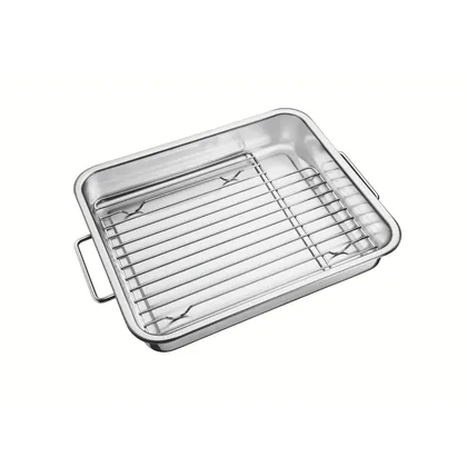 Fuente para hornear Tramontina Service de acero inoxidable con parrilla 34 x 28 cm 4,6 L