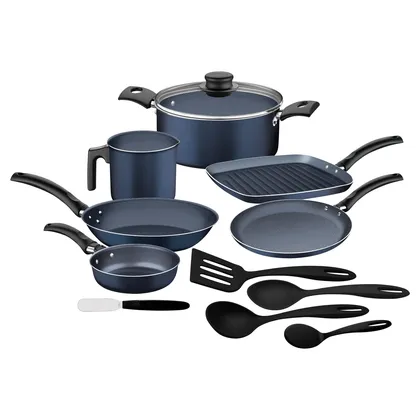 Batería de cocina Tramontina Malta en aluminio con revestimiento interno y externo con ant