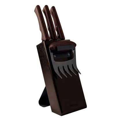 Kit para Asado Tramontina Churrasco Black con Láminas de Acero Inoxidable Oscurecido y Man