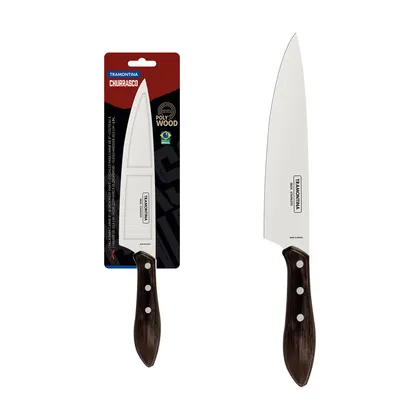 Cuchillo para Carne Tramontina con Lámina de Acero Inoxidable y Mango de Madera Tratada Po