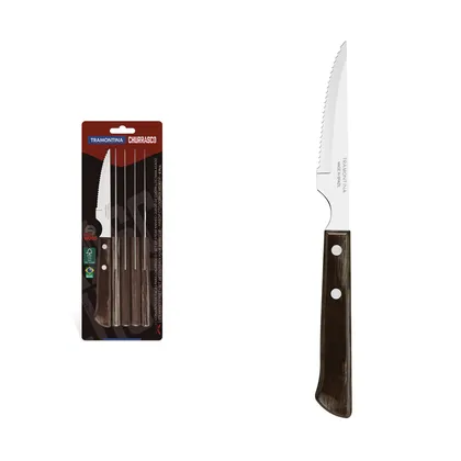 Conjunto de cuchillos para asado Tramontina con Láminas de Acero Inoxidable y Mangos de Ma